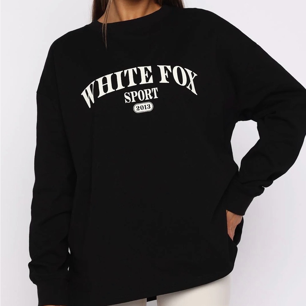 White Fox Boutique Oversized Black Graphic Long Sleeve Top